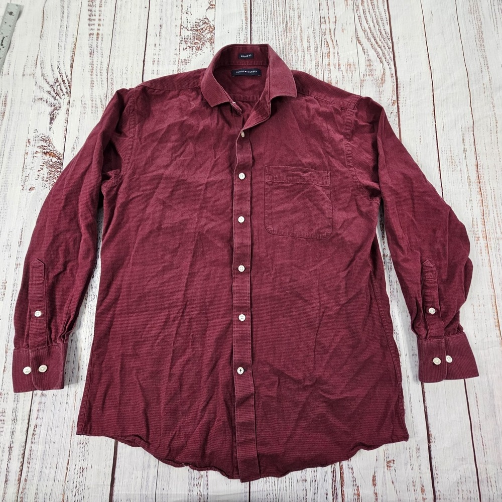 Tommy Hilfiger Red Long SLeeve Regular Fit Cotton Button-Up Shirt Men's M